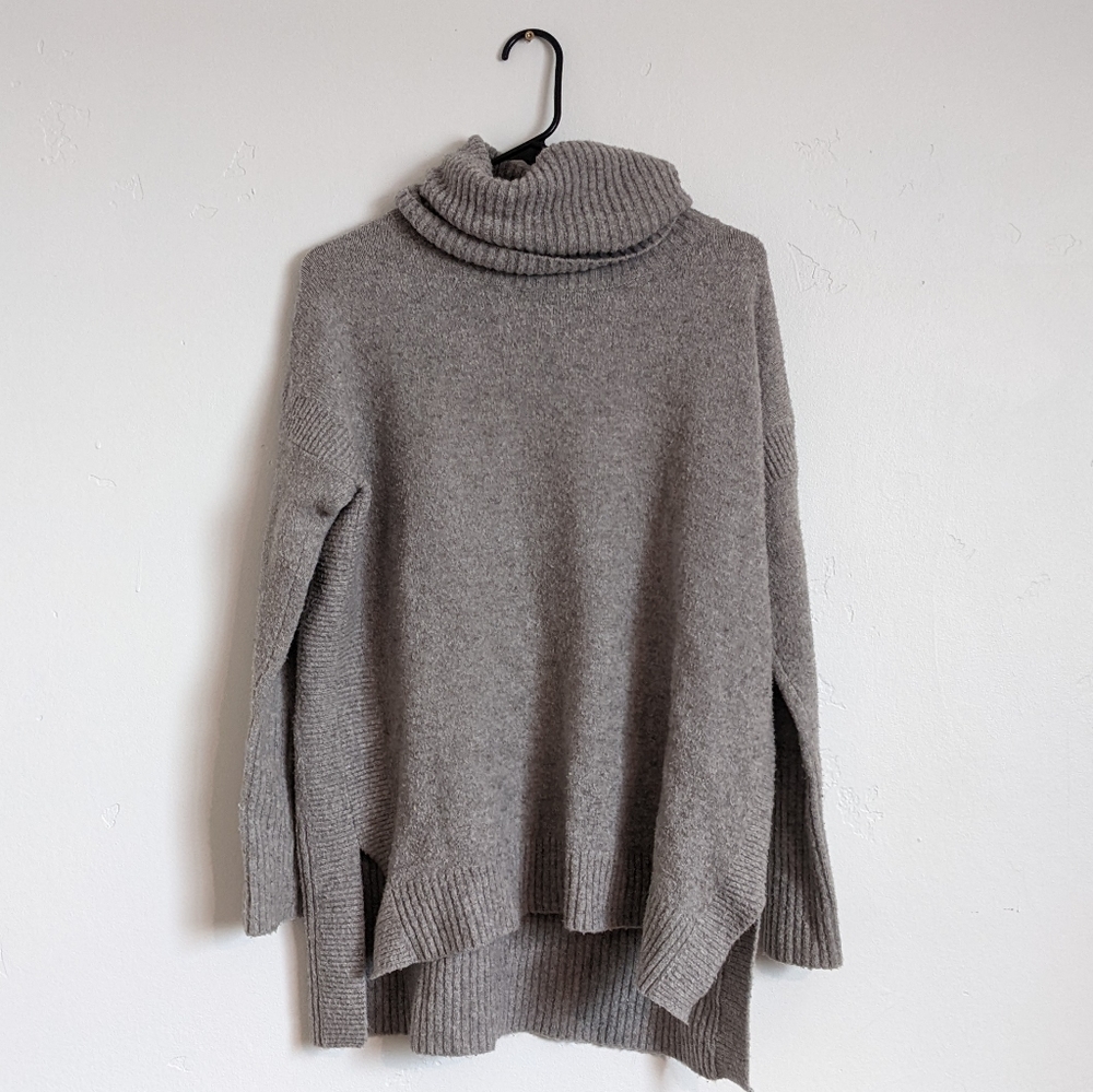 French Connection Grey Oversized Turtleneck Sweater Medium